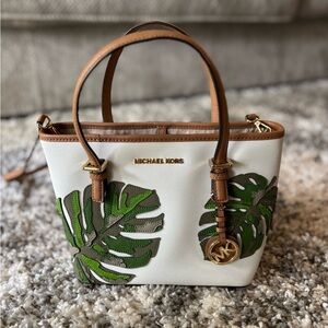 Michael Kors Tropical White and Green Adjustable crossbody bag